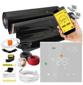 Folia grzewcza pod panele MISSION AIR MAL-160 W/m2 Black Gold 10am2 (10m x 100cm) + regulator Leo Biały Wi-Fi