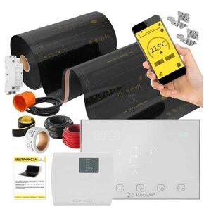 Folia grzewcza na podczerwień MISSION AIR Black Gold PTC 160W/m² 22m² szer. 50cm + regulator Gemini Biały Wi-Fi