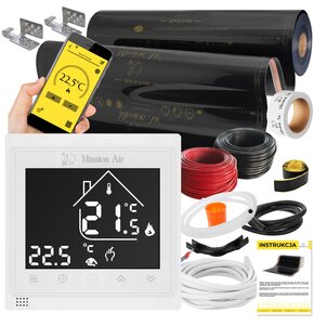Folia grzewcza na podczerwień MISSION AIR 160 W/m2 Black Gold PTC 4m2 (4m x 100 cm) + regulator Libra Biały Wi-Fi