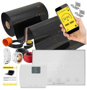 Folia grzewcza na podczerwień MISSION AIR Black Gold PTC 160W/m2 18m² szer. 50cm + regulator Gemini Biały Wi-Fi