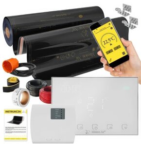 Folia grzewcza pod panele MISSION AIR MAL-160 W/m2 Black Gold 1,5m2 (1,5m x 100cm) + regulator Gemini Biały Wi-Fi