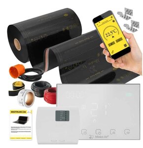 Folia grzewcza na podczerwień MISSION AIR 160 W/m2 Black Gold 5 m2 (10 m x 50 cm) + regulator Gemini Biały WiFi