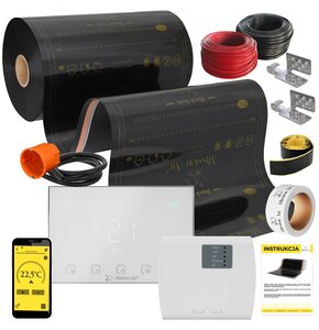 Folia grzewcza na podczerwień MISSION AIR 160 W/m2 Black Gold PTC 4m2 (8m x 50cm) + regulator Gemini Biały Wi-Fi