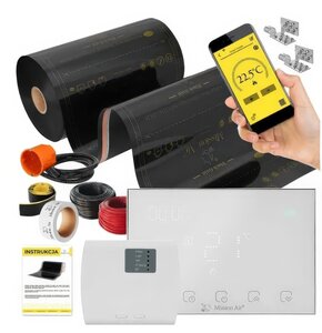 Folia grzewcza pod panele MISSION AIR MAL-160 W/m2 Black Gold 1,5m2 (3m x 50cm) + regulator Gemini Biały Wi-Fi