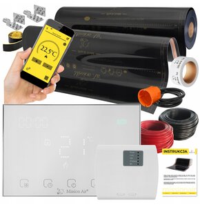 Folia grzewcza na podczerwień MISSION AIR Black Gold PTC 160W/m² 8m² szer. 100cm + regulator Gemini Biały WiFi