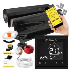 Folia grzewcza pod panele MISSION AIR MAL-160 W/m2 Black Gold 10m2 (10m x 100cm) + regulator Libra Czarny Wi-Fi