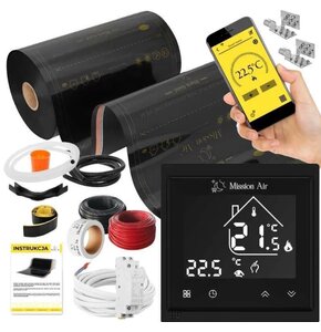 Folia grzewcza pod panele MISSION AIR MAL-160 W/m2 Black Gold 28 m2 (56 m x 50 cm) + regulator Libra Czarny WiFi