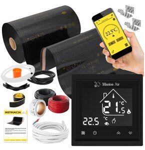 Folia grzewcza na podczerwień MISSION AIR Black Gold PTC 160W/m2 20m² szer. 50cm + regulator Libra Czarny Wi-Fi
