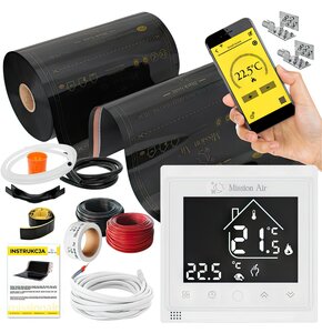 Folia grzewcza na podczerwień MISSION AIR Black Gold PTC 160W/m2 16m² szer. 50cm + regulator Libra Biały Wi-Fi