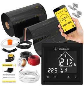 Folia grzewcza na podczerwień MISSION AIR Black Gold PTC 160W/m2 8m2 (16mb x 50cm) + regulator Libra Czarny WiFi