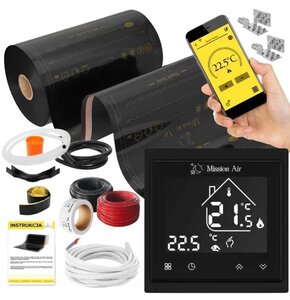 Folia grzewcza na podczerwień MISSION AIR 160 W/m2 Black Gold 5 m2 (10 m x 50 cm) + regulator Libra Czarny WiFi