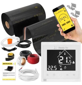 Folia grzewcza na podczerwień MISSION AIR 160 W/m2 Black Gold 5 m2 (10 m x 50 cm) + regulator Libra Biały WiFi