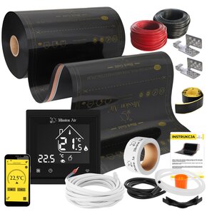 Folia grzewcza na podczerwień MISSION AIR 160 W/m2 Black Gold PTC 4m2 (8m x 50 cm) + regulator Libra Czarny Wi-Fi