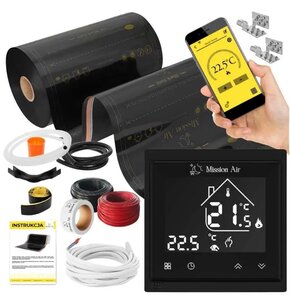Folia grzewcza na podczerwień MISSION AIR Black Gold PTC 160W/m2 3.5m² szer. 50cm + regulator Libra Czarny Wi-Fi