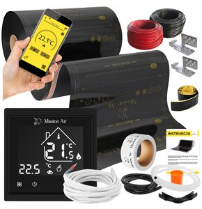 Folia grzewcza na podczerwień MISSION AIR 160 W/m2 Black Gold PTC 3m2 (6m x 50 cm) + regulator Libra Czarny Wi-Fi