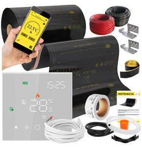 Folia grzewcza na podczerwień MISSION AIR 160 W/m2 Black Gold PTC 30m2 (60m x 50cm) + regulator Leo Bialy Wi-Fi