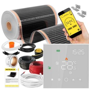 Folia grzewcza pod panele MISSION AIR MAL-160 W/m2 Black Gold 28 m2 (56 m x 50 cm) + regulator Leo Biały WiFi