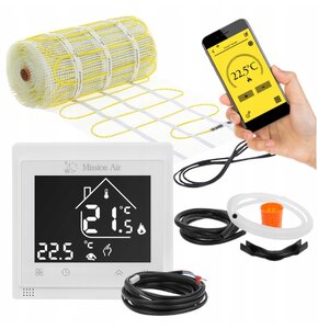 Mata grzewcza pod płytki MISSION AIR MA-160 W/m2 5m2 (10mb x 50cm) + regulator Libra Biały WiFi