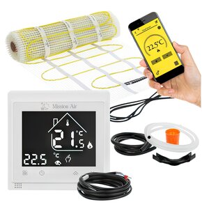 Mata grzewcza pod płytki MISSION AIR PTC MA-160W/m² 4.5m² (9mb x 50cm) + regulator Libra Biały WiFi