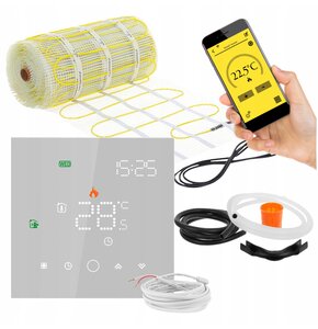 Mata grzewcza pod płytki MISSION AIR MA-160 W/m2 7m2 (14mb x 50cm) + regulator Leo Biały WiFi