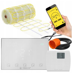 Mata grzewcza pod płytki MISSION AIR MA-160W/m2 8m2 (16mb x 50cm) + regulator Gemini Biały WiFi