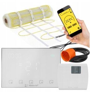 Mata grzewcza pod płytki MISSION AIR PTC MA-160W/m2 6m² (12mb x 50cm) + regulator Gemini Biały Wi-Fi