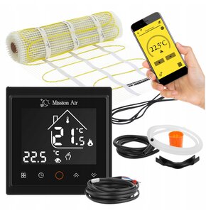 Mata grzewcza pod płytki MISSION AIR PTC MA-160W/m2 2.5m² (5mb x 50cm) + regulator Libra Czarny Wi-Fi