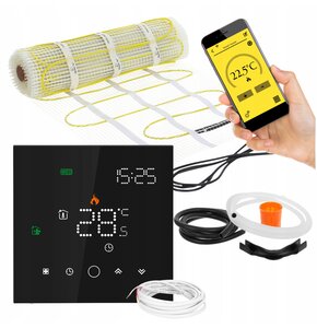 Mata grzewcza pod płytki MISSION AIR PTC MA-160W/m2 2m² (4mb x 50cm) + regulator Leo Czarny Wi-Fi