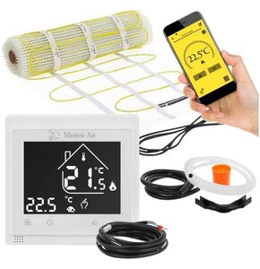 Mata grzewcza pod płytki MISSION AIR MA-160W/m² 16 m² (32mb x 50cm) + regulator Libra Biały WiFi