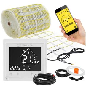 Mata grzewcza pod płytki MISSION AIR MA-160W/m² 14m² (28mb x 50cm) + regulator Libra Biały WiFi