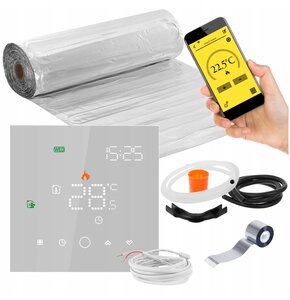 Mata grzewcza pod panele MISSION AIR MAL-160W/m² 6m² (12mb x 50cm) + regulator Leo Biały WiFi