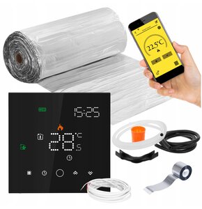 Mata grzewcza pod panele MISSION AIR PTC MAL-160W/m2 8m² (16mb x 50cm) + regulator Leo Czarny WiFi
