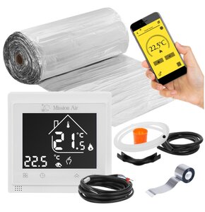 Mata grzewcza pod panele MISSION AIR PTC MAL-160W/m2 12m² (24mb x 50cm) + regulator Libra Biały WiFi
