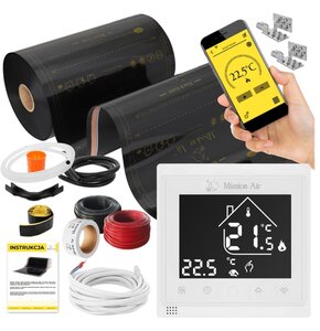 Folia grzewcza na podczerwień MISSION AIR Black Gold PTC 160W/m² (2mb x 50cm) + regulator Libra Biały WiFi