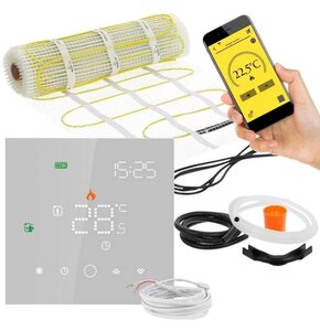 Mata grzewcza pod płytki MISSION AIR MA-160W/m 0,5 m² (1 m x 50 cm) + regulator Leo Biały WiFi