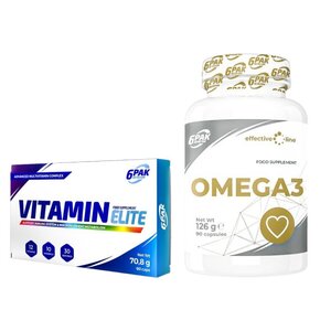 Kompleks witamin i minerałów 6PAK Vitamin Elite (60 kapsułek) + Kwasy Omega-3 6PAK Effective Line (90 kapsułek)