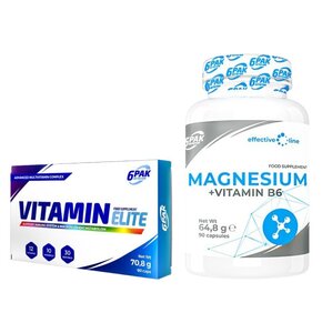 Kompleks witamin i minerałów 6PAK Vitamin Elite (60 kapsułek) + Kompleks witamin 6PAK Magnez + B6 (90 kapsułek)
