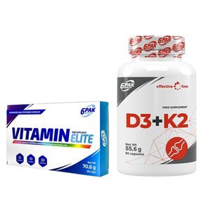 Kompleks witamin i minerałów 6PAK Vitamin Elite (60 kapsułek) + Witamina D3+K2 6PAK (90 kapsułek)