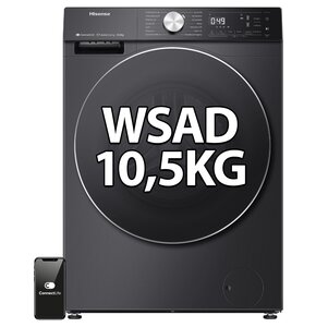 Pralka HISENSE WF5S1045BB/PL Seria 5S 10.5kg 1400 obr Autodozowanie Wi-Fi ConnectLife Szybkie programy AllergyCare