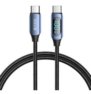 Kabel USB-C - USB-C TECH-PROTECT UltraBoost z wyświetlaczem LCD 100W 1 m Niebieski