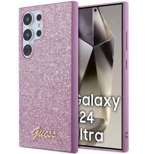 Etui GUESS Glitter Script do Samsung Galaxy S24 Ultra Fioletowy