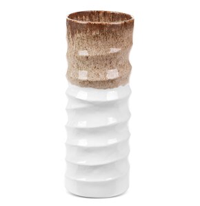Wazon EUROFIRANY Erina 04 12 x 31 cm Biało-brązowy