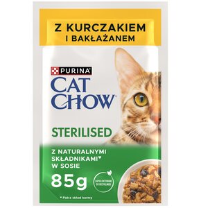 Karma dla kota CAT CHOW Sterilised z Kurczakiem i bakłażanem w sosie 85 g