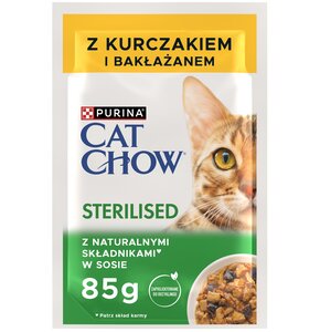 Karma dla kota CAT CHOW Sterilised z kurczakiem i bakłażanem w sosie 85 g