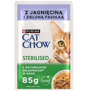 Karma dla kota CAT CHOW Sterilised z jagnięciną i zieloną fasolką w sosie 85 g