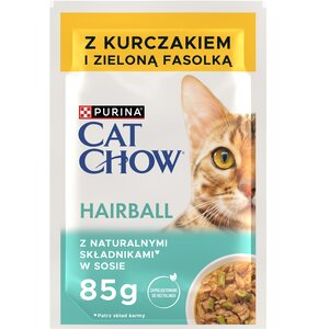 Karma dla kota CAT CHOW Hairball z kurczakiem i zieloną fasolką w sosie 85 g