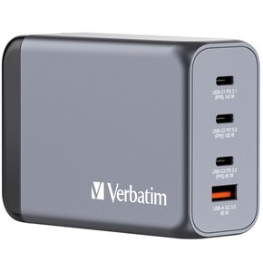 Ładowarka sieciowa VERBATIM GNC-240 GaN 240W  + Adapter EU/UK/US Szary