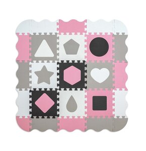 Mata piankowa MILLY MALLY Puzzle Jolly Digits 118.5 x 118.5 x 1.2 cm (25 elementów) Różowo-szary