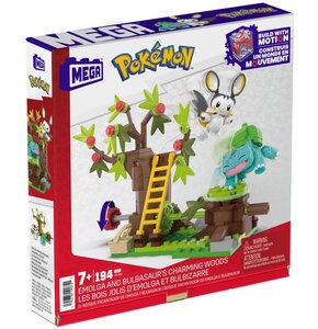 Klocki plastikowe MEGA Pokémon Emolga i Bulbasaur Zaczarowany las HTH69