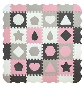 Mata piankowa MILLY MALLY Puzzle Jolly 148 x 148 x 1.2 cm (36 elementów) Różowo-szary